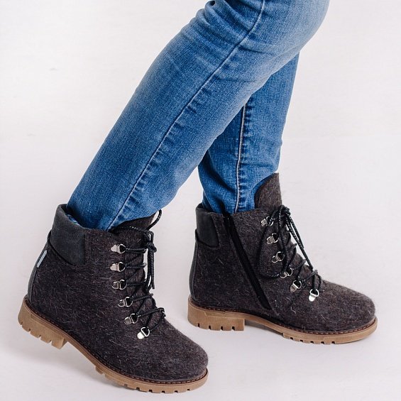 Женские ботинки 83-004-06 серый войлок + велюр 3