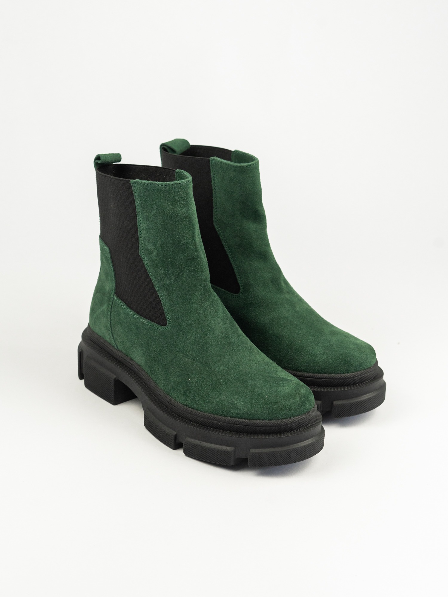 Женские ботинки  83-089-03В зеленый велюр ворсин 2