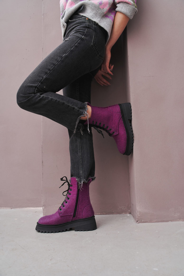 Женские ботинки 83-091-15 Фиолетовый Войлок 4